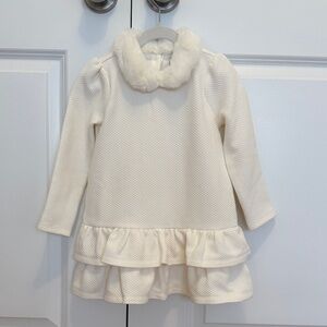 Janie and Jack Quilted Faux Fur Collar Dress